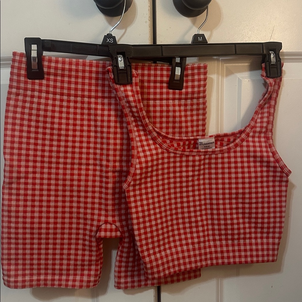 Athletic Set, Red Checkered Athletic Set, Biker shorts - Picture 5 of 5